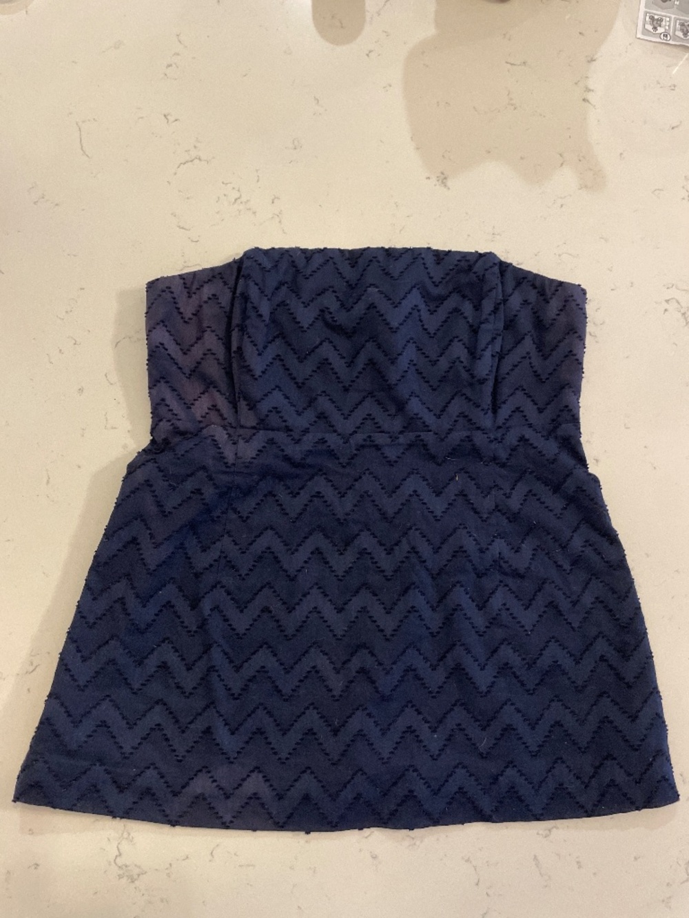 Navy Blue Vineyard Vines Chevron Strapless Top